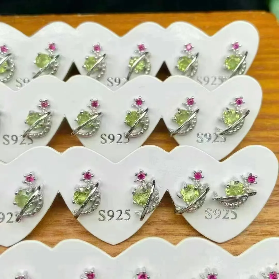 Серьги Перидот из серебра 925 пробы оптом