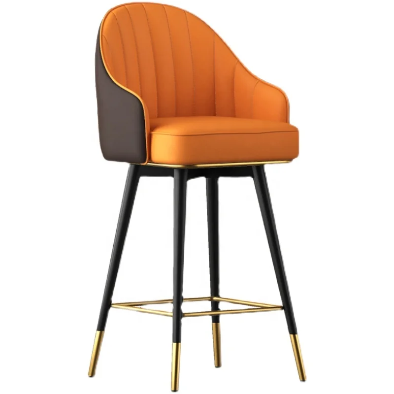 Modern Minimalist Light Luxury Bar Chair Swivel Backrest Armrest High Stool