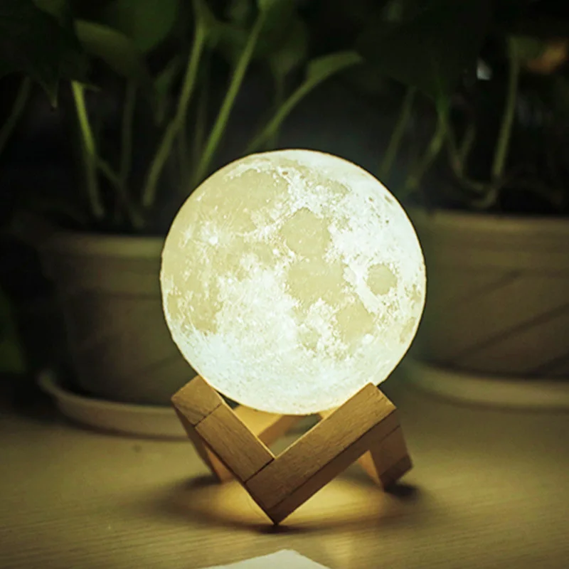 Kanlong 8 10 12 15 18 20 22 30 cm portable touch RGB lunar light kids baby 3D print led night lights moon lamp