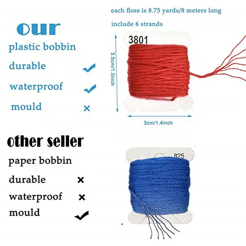 SHELIKE Embroidery Floss Kit 100PCS Cross Stitch Thread with Threader Bobbins, Sewing Needles Storage Box Embroidery Starter Kit