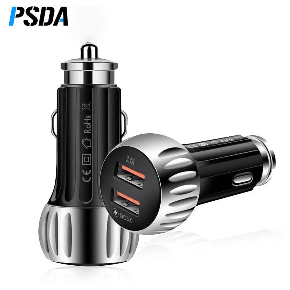 PSDA Dual USB 3.0 Car Charger Quick Charge for iPhone 14 13 Samsung Xiaomi Fast Car USB Charger for Huawei Phone Charging