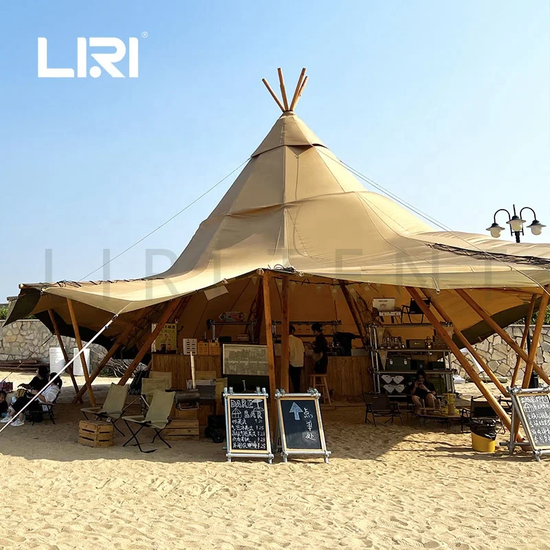 Сверхмощный открытый вигвам Тип парусиновая пляжная Солнцезащитная палатка для кофейни напитков