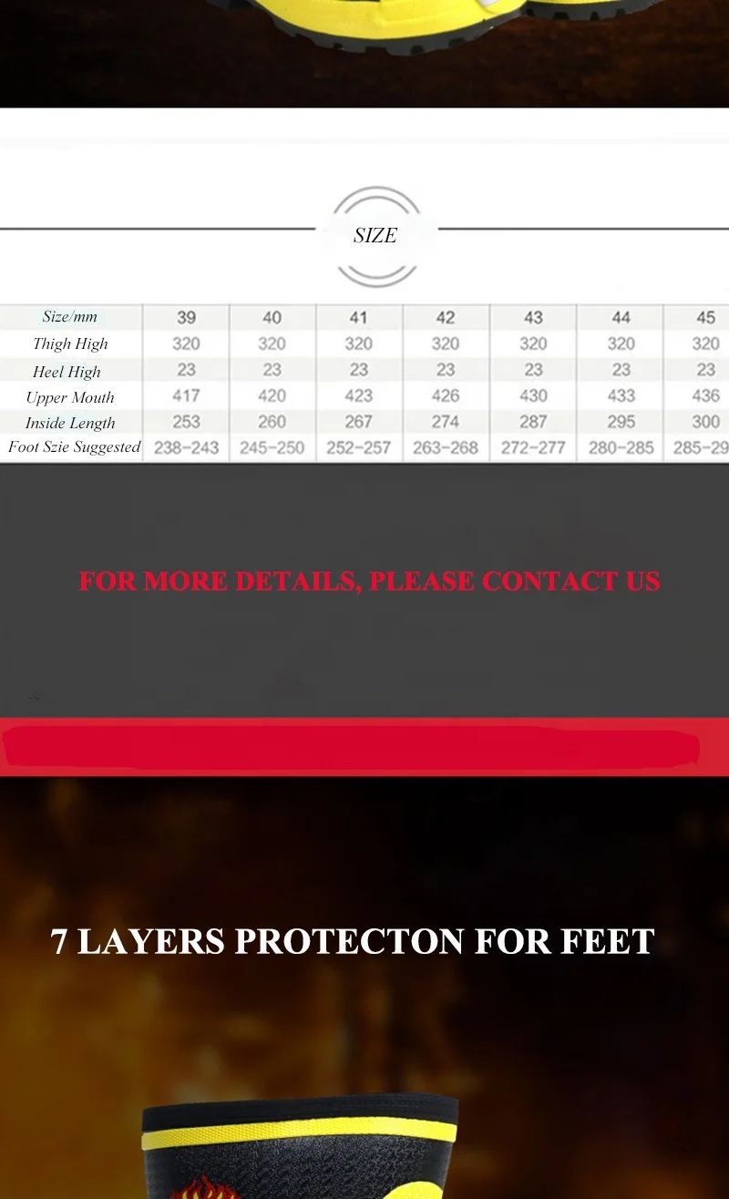 High Quality Lightweight Winter Fire Safety  Rubber Firefighter Climbing Boots for Fire Fighting Rescue