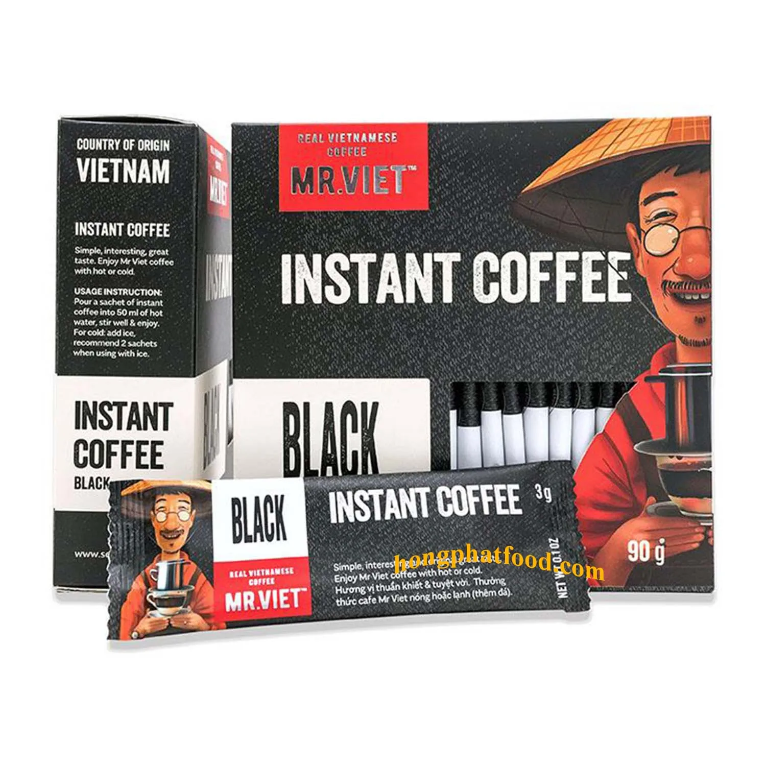 Competitive Price Mr.Viet Instant Black Coffee Box 40g Pure Instant Coffee Vietnam Instant Coffee Fragrant Taste Cafe Powder