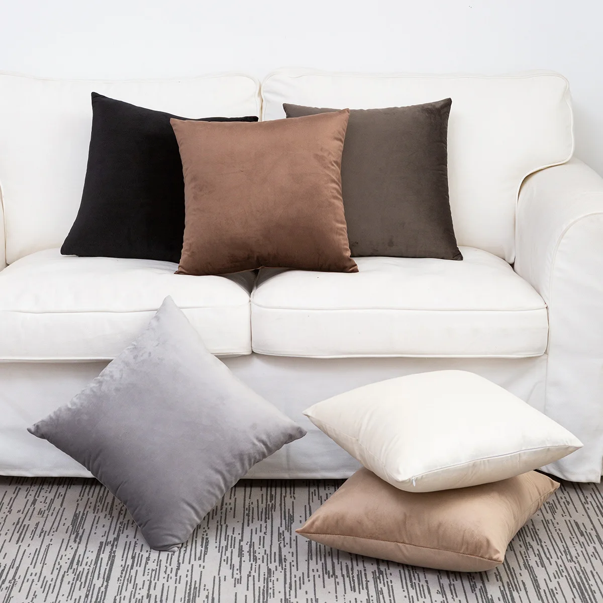 Custom Velvet Throw Pillow Covers, Cozy Soft Accent 100% Polyester Pillow Cases for Sofa Couch Bed and Living Room