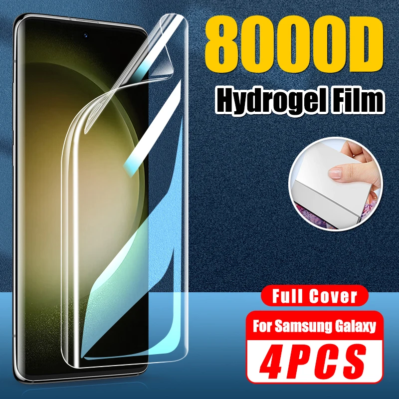 4Pcs Full Glue Hydrogel Film Screen Protector For Samsung Galaxy S20 S22 S21 S23 Plus Ultra  Screen Protectors On Note 20 Ultra