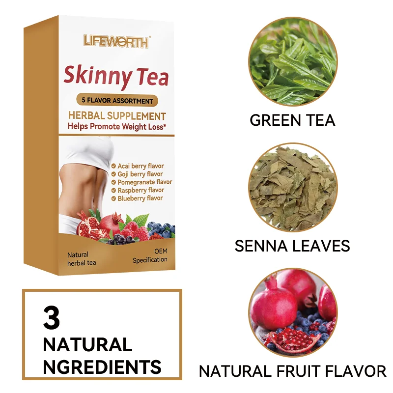Lifeworth Private label Slim tea bag 28 day flat tummy Herbal Detox slimming weight loss tea
