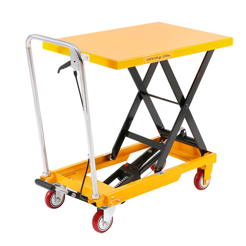 Best price 150kg Manual hydraulic cart scissor lift platform trolley