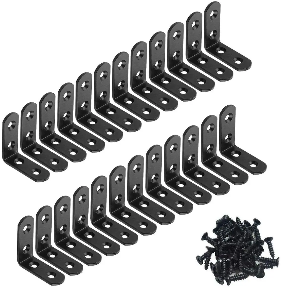 24 Packs Corner Brace 90 Degree Angle L Shaped Shelf Bracket Joint Bracket Fastener L Bracket for Wood Shelves Furniture,