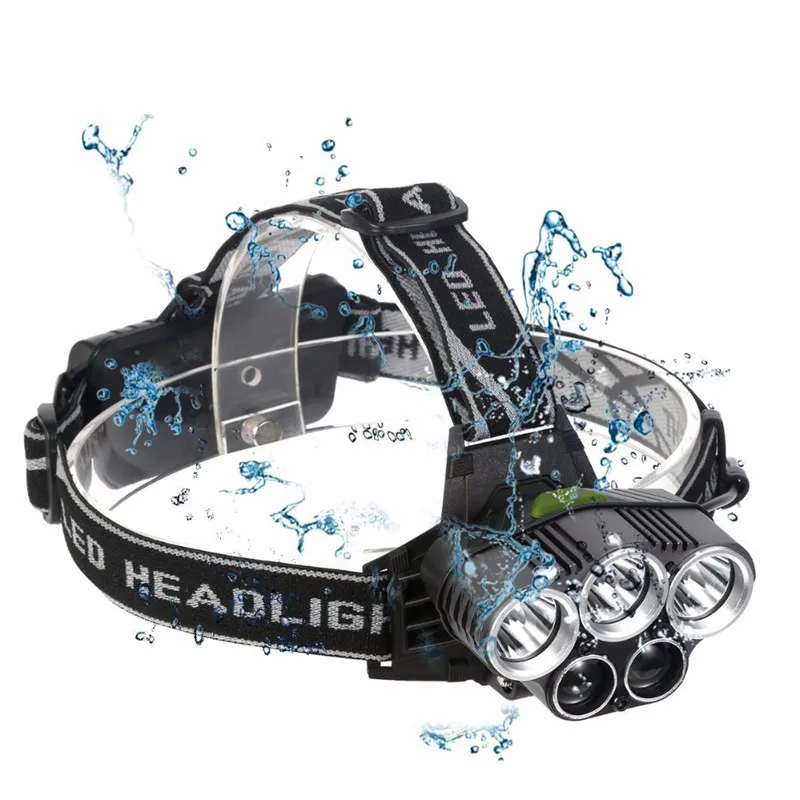 5 LED Powerful Rechargeable Headlamp with 6 Modes Ultra Bright Outdoor Camping Flashlight