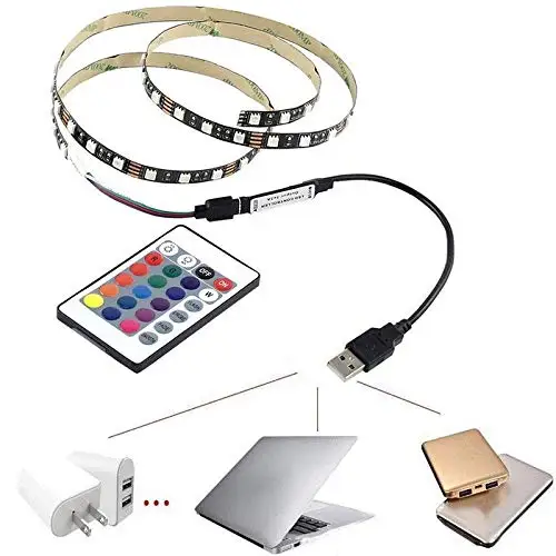 Умная светодиодная м 1 2 3 4 5 5050 DC5V IP65 Гибкая RGB ТВ ПОДСВЕТКА Кит) Светодиодная лента с usb-питанием ИК-пульт дистанционного управления 24-мя