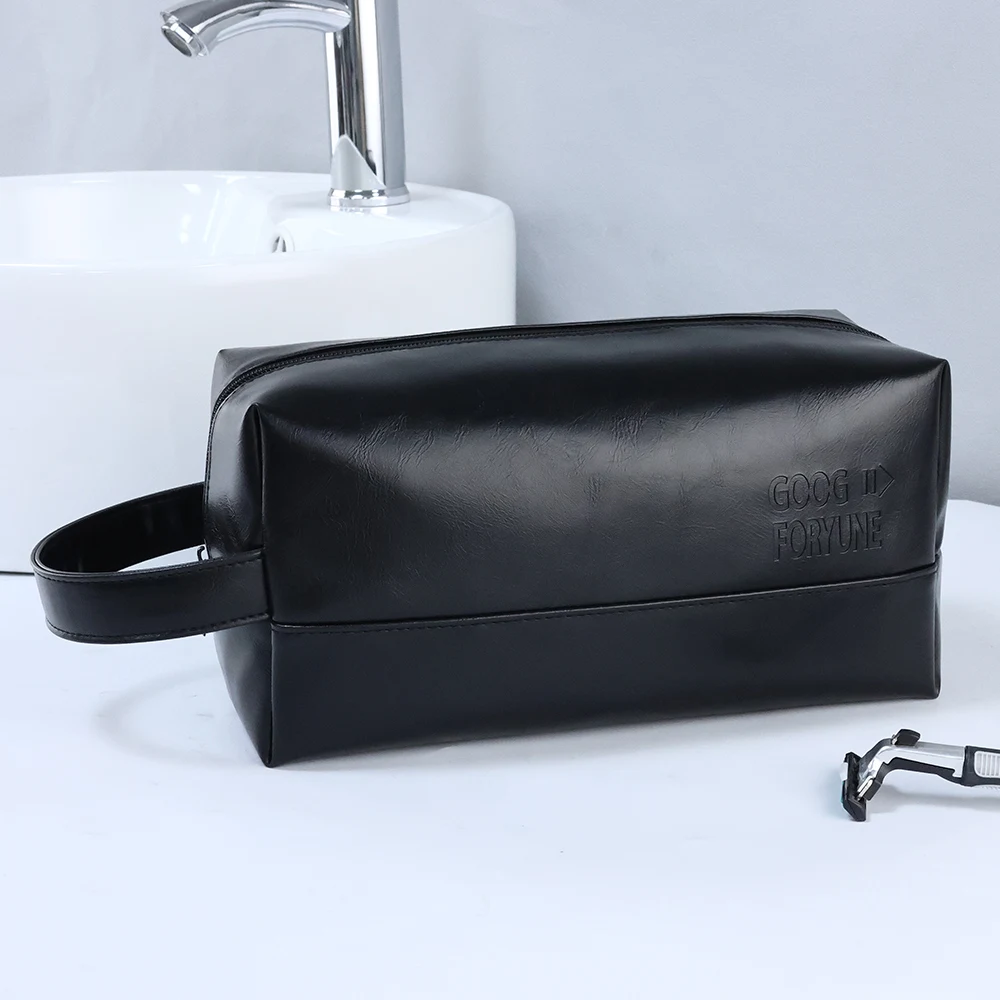 PU Tote Bag Vegan Leather Makeup Bag Zipper Pouch Travel Cosmetic Organizer For Women And Girlscosmetic Leather Bag Brown