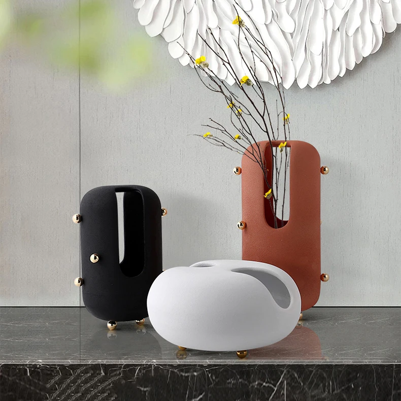 Горшок для растений в скандинавском стиле креативная белая черная розовая каучуковая ваза сухих цветов украшение гостиной мягкая фурнитура набор из 3