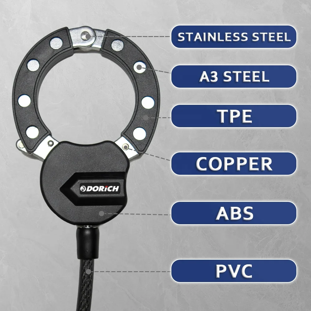 Security Anti Theft Motorcycle Single Handcuff Chain Lock with 12 x 100 Cable Heavy Duty electric scooter Handcuff Lock with Key