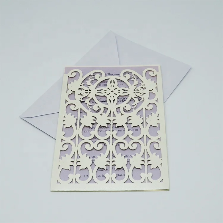 
Chinese hot sale laser cut wedding invitation greeting card with insert card 