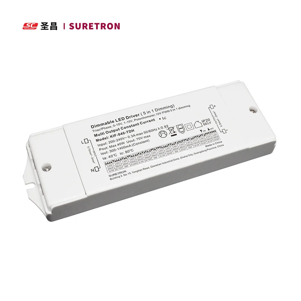 Встроенный активный PFC Функция 230v вход 300ma 1400ma светодиодный драйвер фазового затемнения 40w симистор