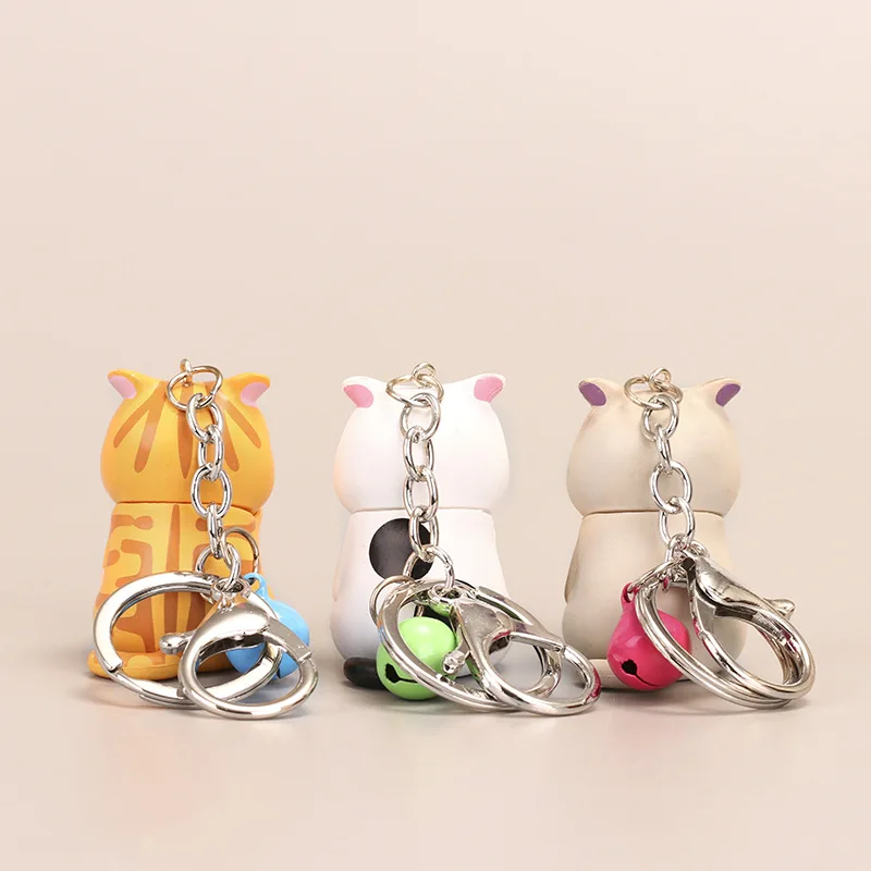 Lilangda Creative Cartoon Cute Wu Face Cat Troubles Resin Dolls Dolls Key Car Baby Gift Pendant Key  Chain