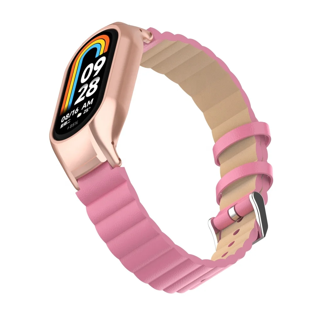 ODM HOLDMI 80112 series miband 8 strap united one piece bamboo grain (one bead) leather strap watch band for xiaomi band 8