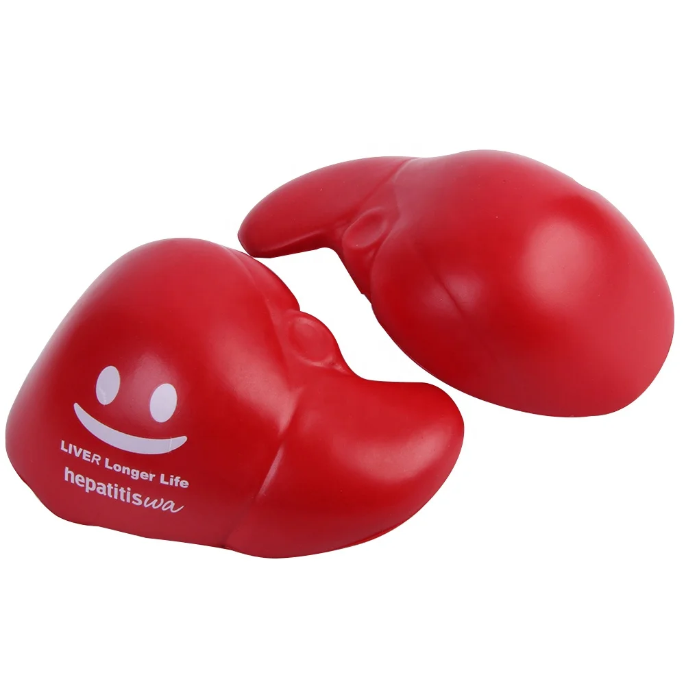 PU Foam Liver Shape Stress Ball Custom Logo Printed Medical Human Body Organ Stress Squeeze Toys