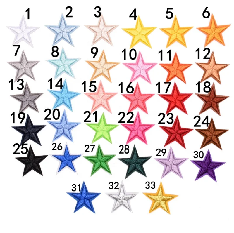 
Hot sale in stock felt base embroidered iron on star patches with different colors for options 
