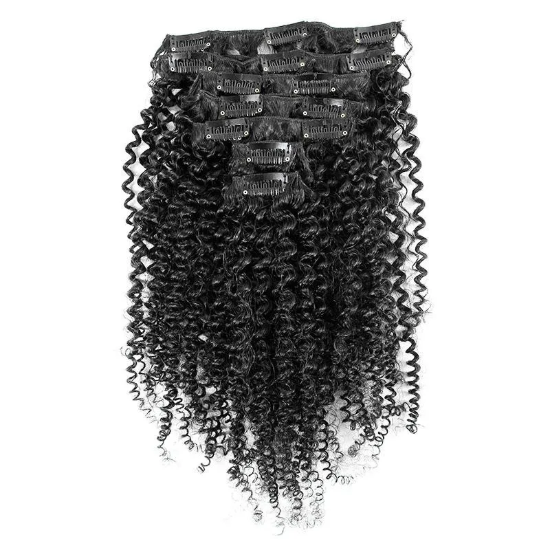 Wholesale Mongolian Afro Kinky Curly Human Hair Weave Clip In Hair Extensions