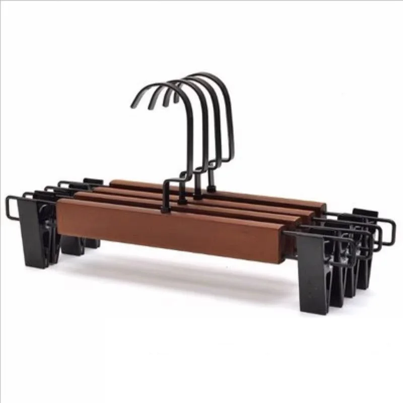 China Factory Wholesale White Anti Slip Wood Cloth Suit Pant Trousers Customized Wooden Hangers With Clips