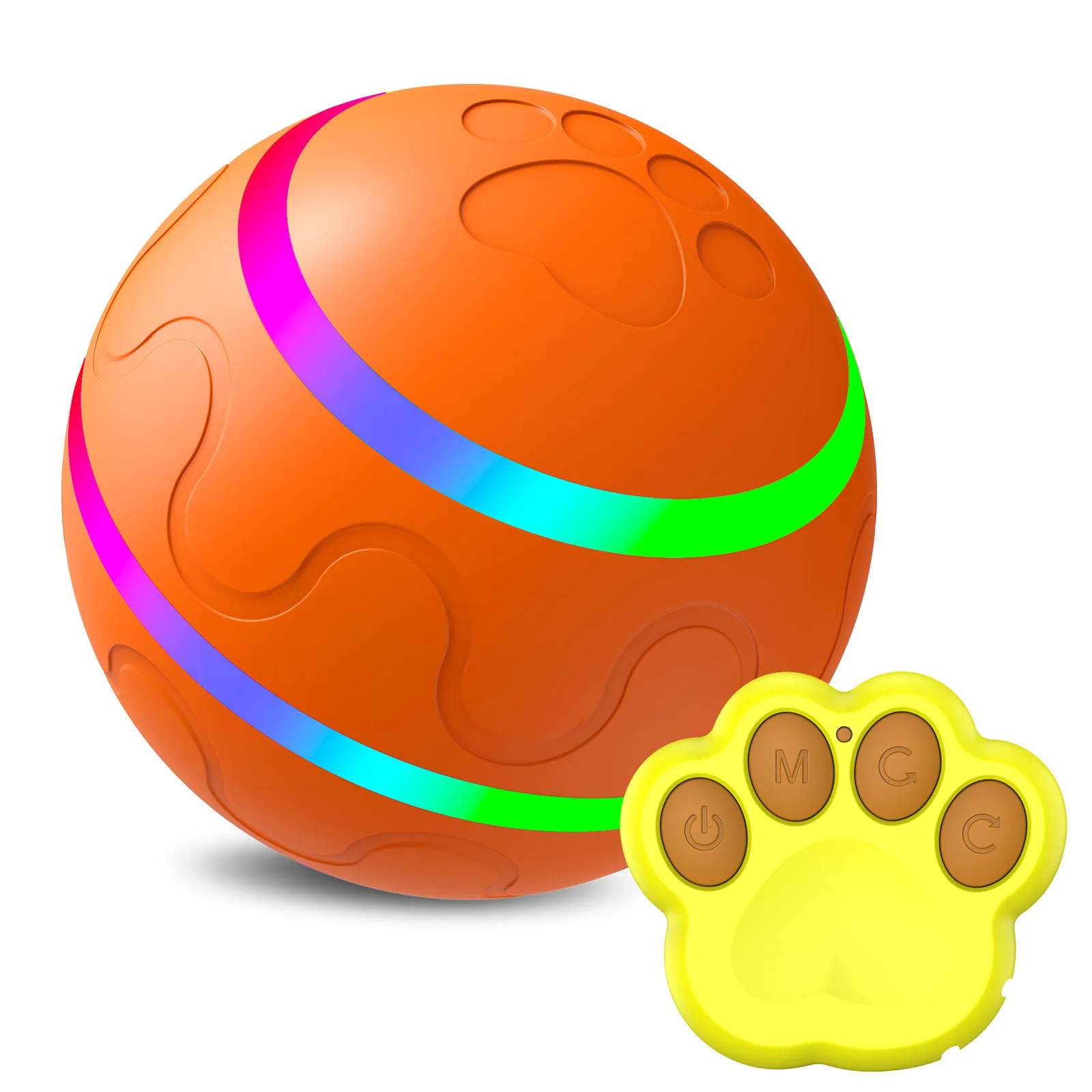 Remote control pet ball toy USB rechargeable LED interactive dog ball activated automatic rolling ball toys
