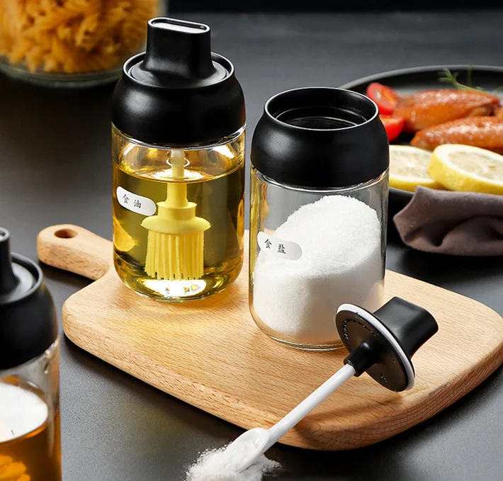 250ml Food storage butter peanut condiments basting brush glass bottle Salt shaker chili pepper set of cruet muddler honey use