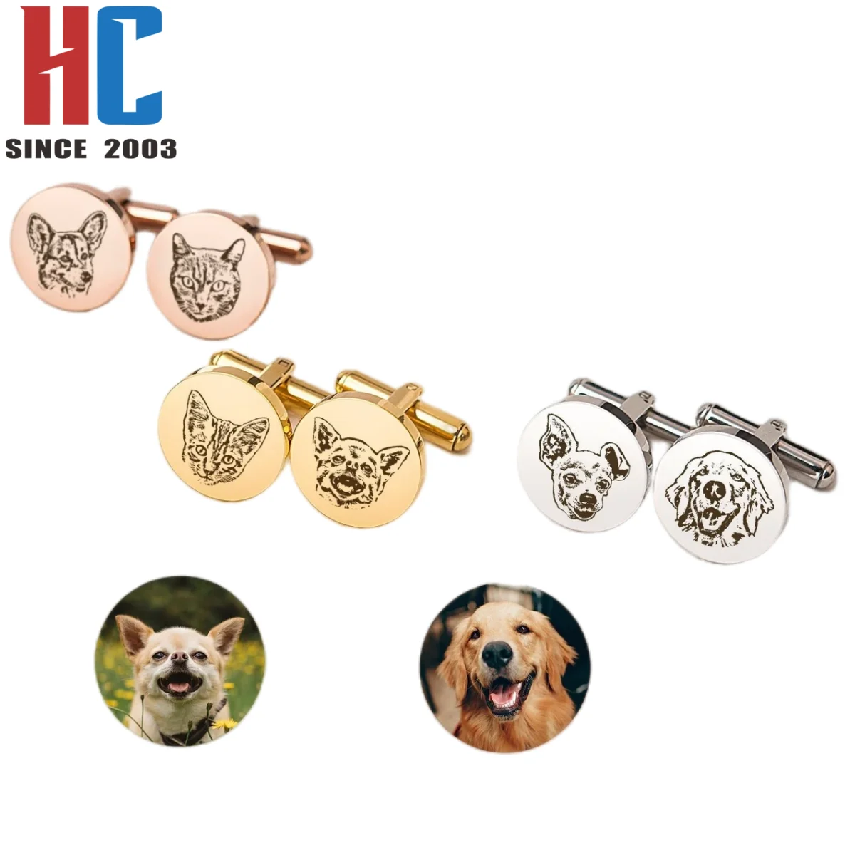 20 Years Factory Custom Dog  Cat Cufflinks Pet Cufflinks
