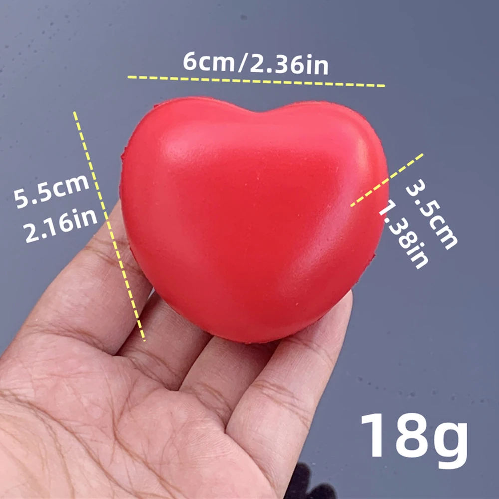 5.2inch Heart Shaped Red Stress Balls Slow Rebound Toys Gift Mini Foam Party Hand Cute Squeeze Fun Grip Strength Exercise Custom