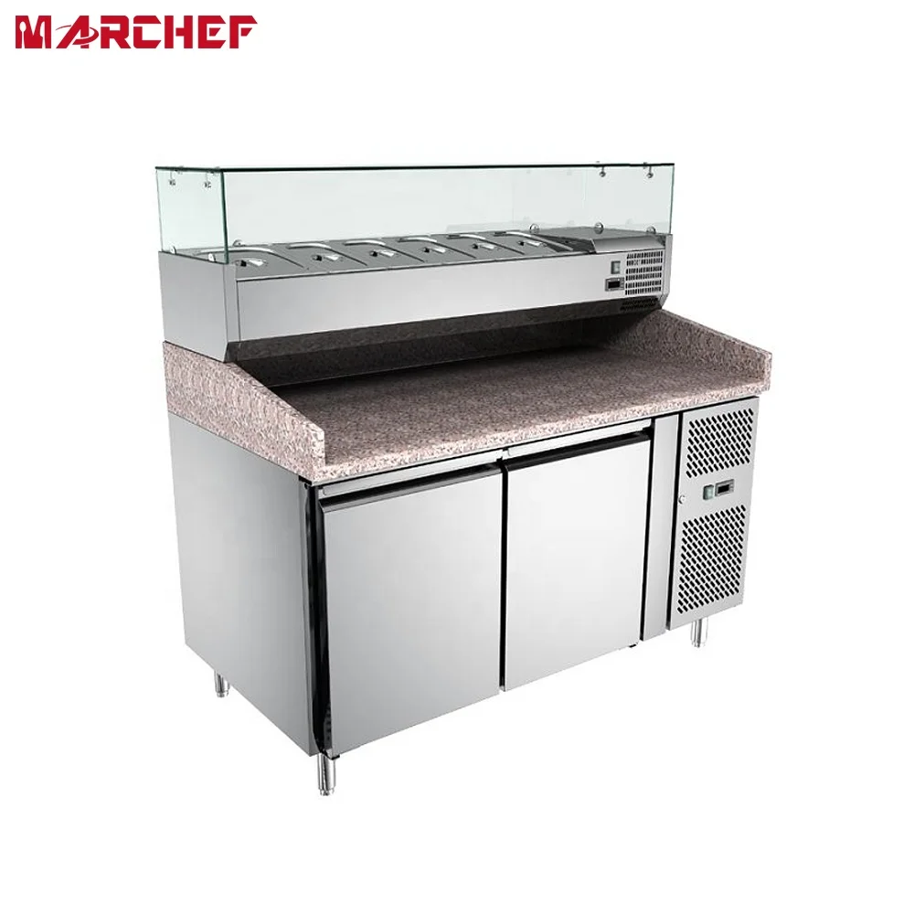 CE commercial Stainless Steel Pizza Prep Table display refrigerator luxury pizza counter