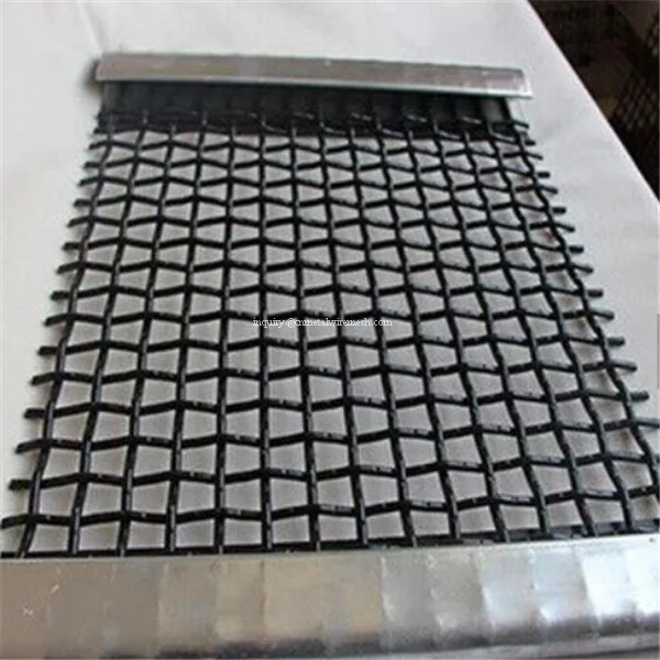 65MN Stainless steelcrimped wire mesh sand gravel crusher hooked vibrating sieve screen mesh for Mining and Quarry