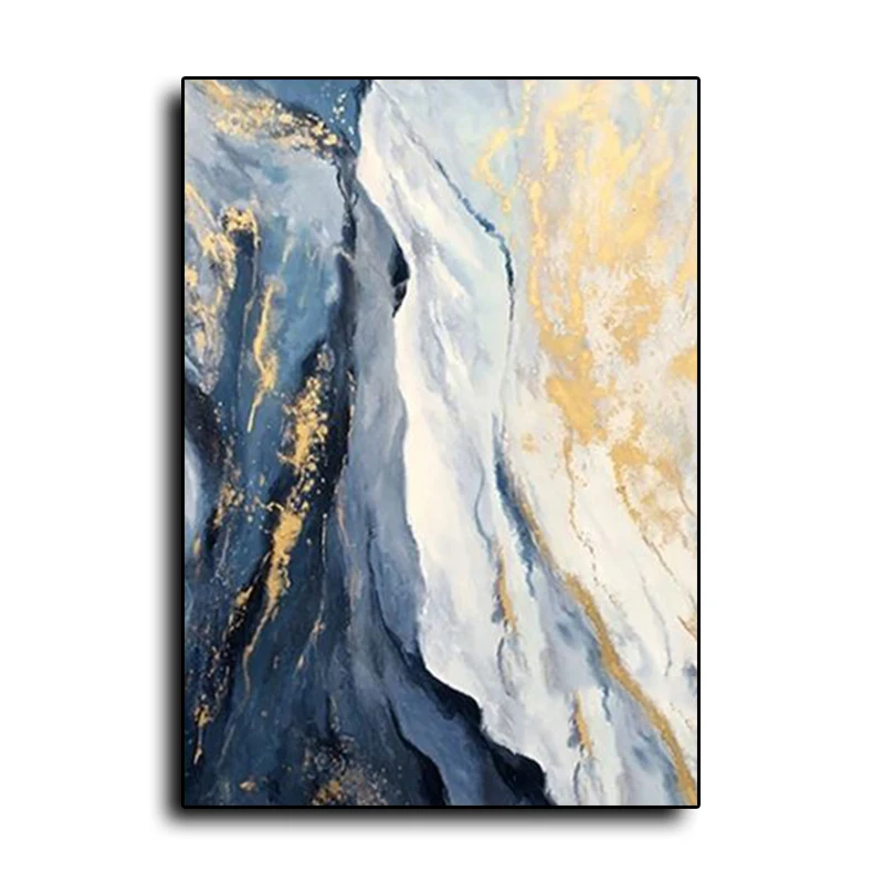 Hand Painted Living Room Home Decor Gold Leaf Painting Modern Abstract Landscape Oil Painting