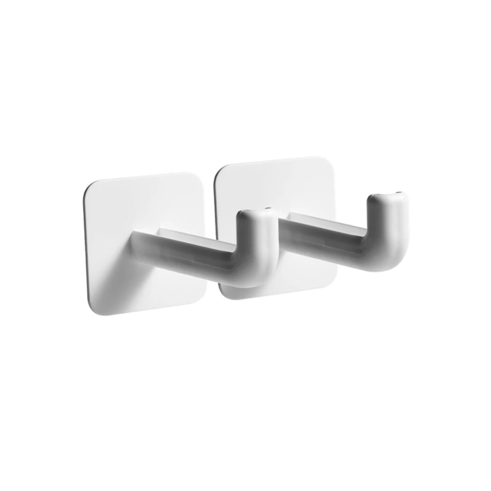 2PCS Punch Free L Shape Plastic Household Hook Storage Hanger Coat Key Hook Over the Door For Bathroom