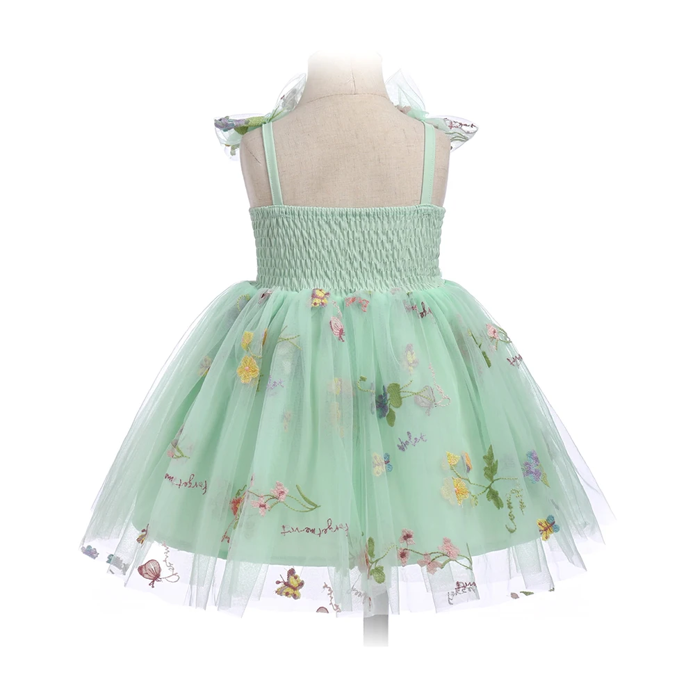 Soft Tulle Satin Floral Appliques green Lace Elegant Wedding Party Princess Toddler Gown flower girl Dress