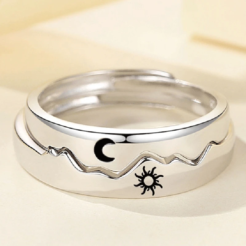 Fashion Dainty Sun Moon Couple Open Adjustable Each Other Lover Couple Rings Wedding Jewelry Ring For Most Women Men