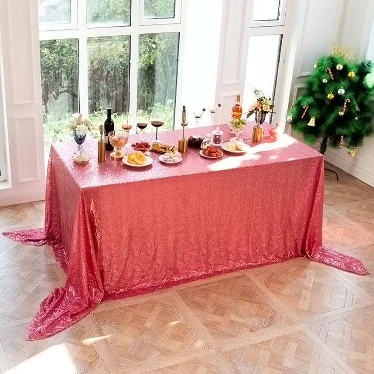 Round Rectangle Square 100% Polyester Shiny Table Cloth,Sparkle Glitter Sequin Tablecloth for Wedding party
