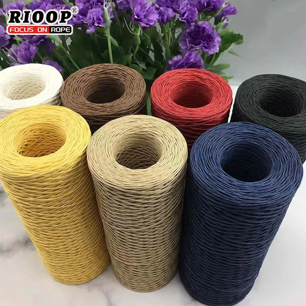 RIOOP Biodegradable Customized  Colored Raffia Paper Rope Raffia Ties Paper Twist Paper Twine Ribbon Garden DIY 1mm 2mm 3mm