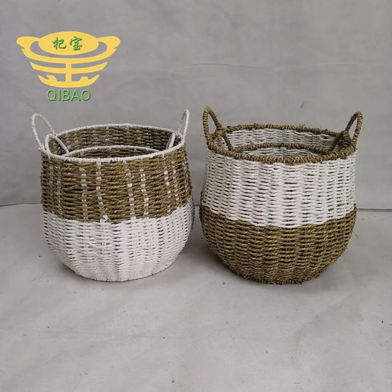 Wholesale high-quality practical oval iron wire wicker storage basket grass basket storage basket