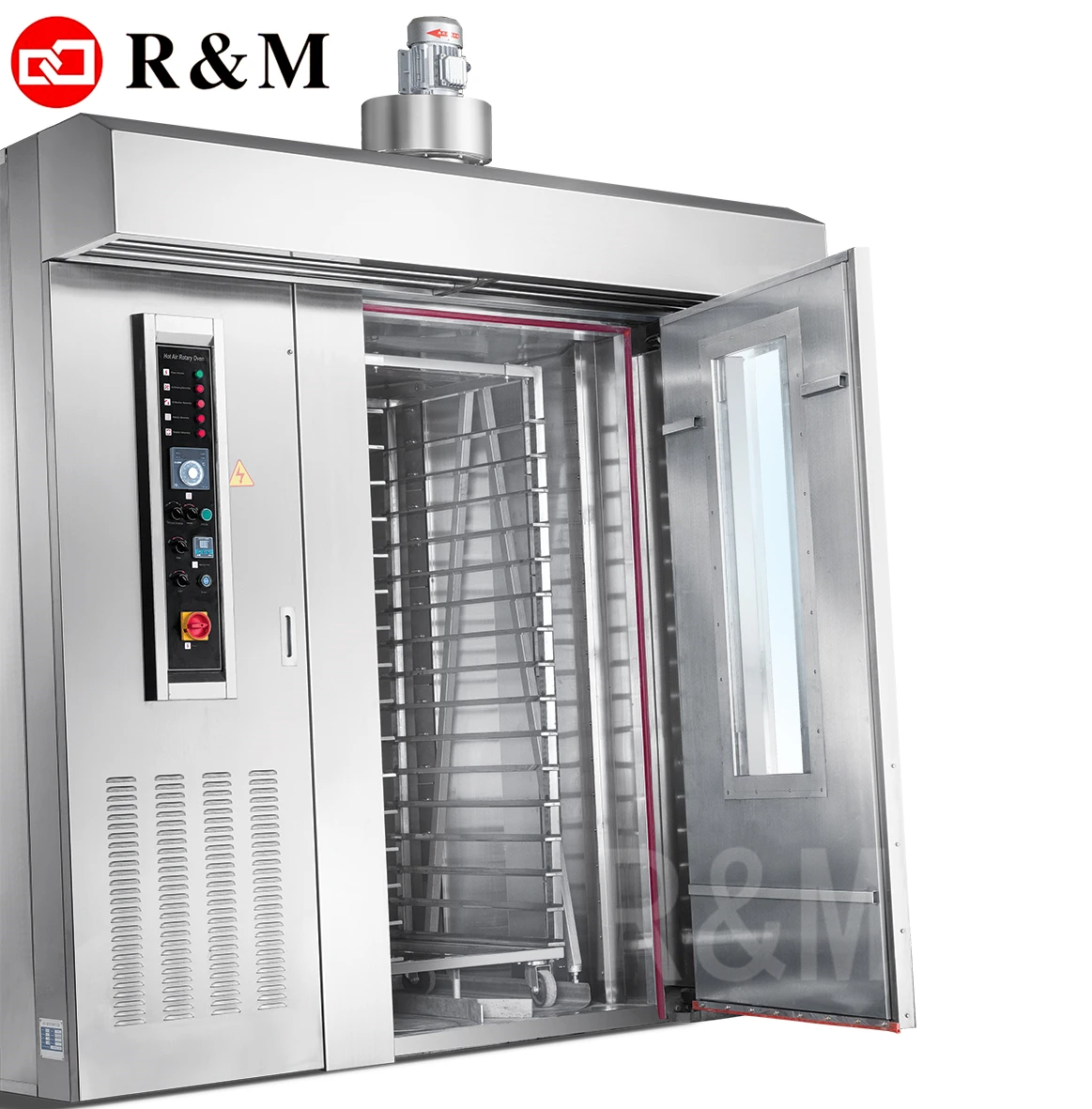 stainless steel baguette pan air revolving rack rotary oven diesel gas italy riello burn bakery oven parts cake production line