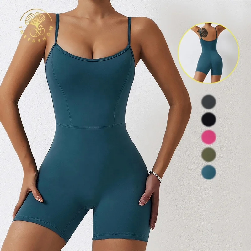 Wholesale Womens One Piece Gym Wear Playsuits Rompers Custom Workout Spandex Bodysuits Shapewear For Women Sexy Fitness Jumpsuit