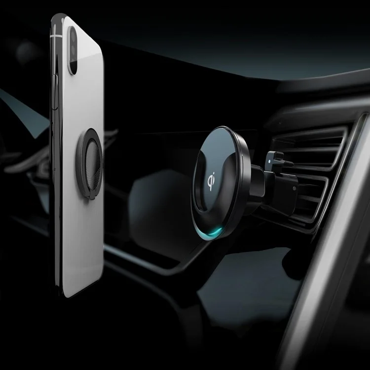 Factory Qi Certified Patented Ring Stand POP Socket 360 Degree Rotation Fast Wireless Car Charger Magnetic Phone Holder Original
