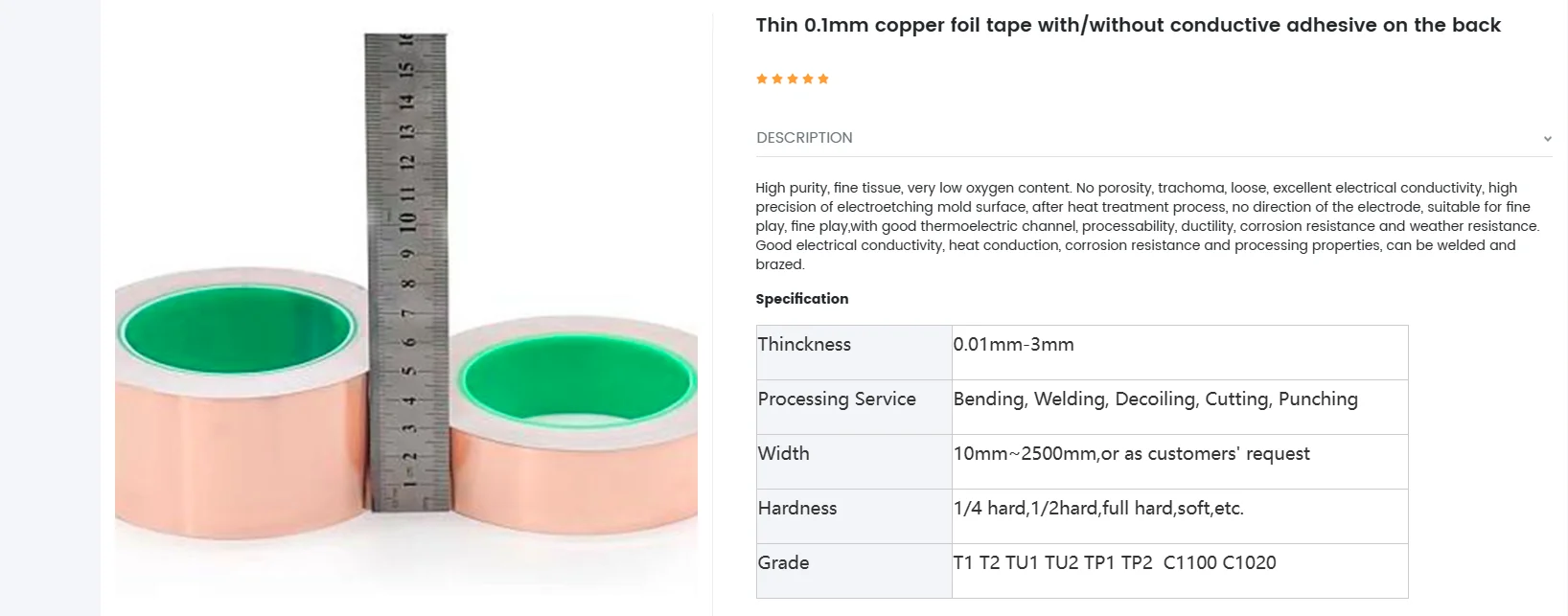 Copper Foil Tape with Conductive Adhesive for Guitar & EMI Shielding