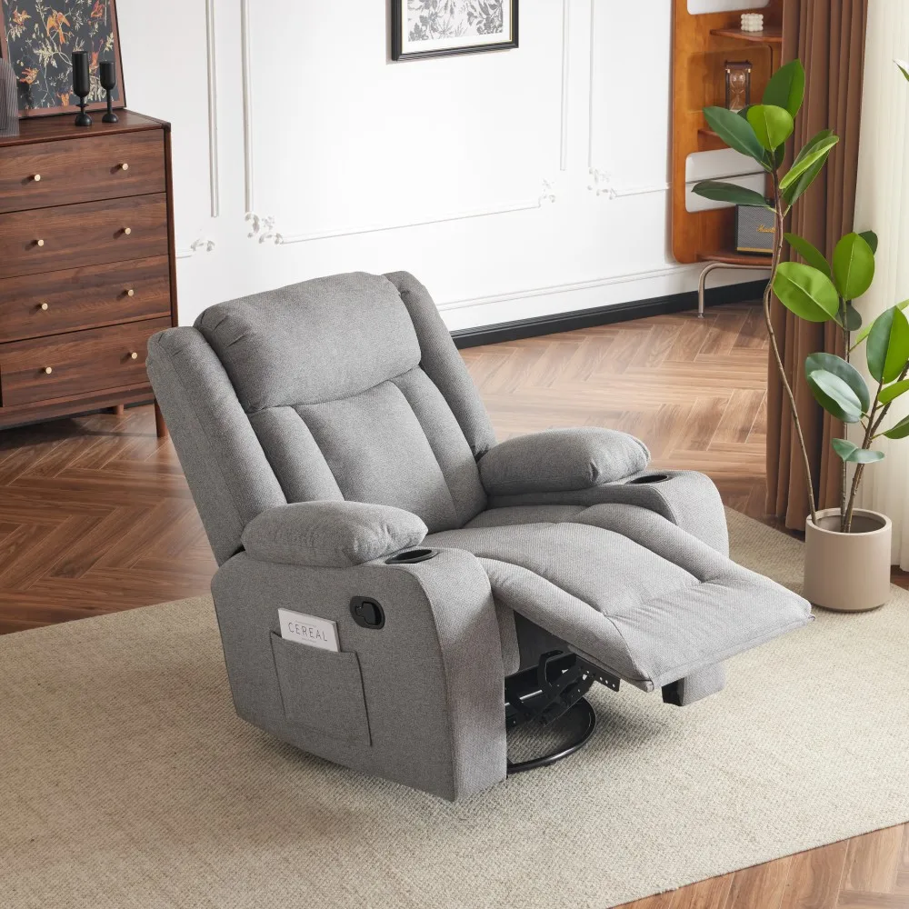 Sans Hot Sale Living Room Gray Fabric Sofa Reclinable One Seat Glider Recliner Chair
