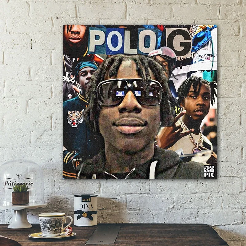 BIGIMAGE Custom Star Hip-Hop Rapper Wall Poster Canvas Framed Art Decorative Album Cover Digital printing picture Cardboard