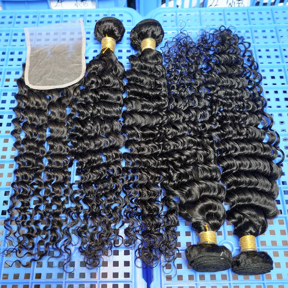 Bundles And Closure Set Blond Packet Hair With Closure Pack Deal Natural Virgin Hair Brazilian Human Hair Bundles With Closure