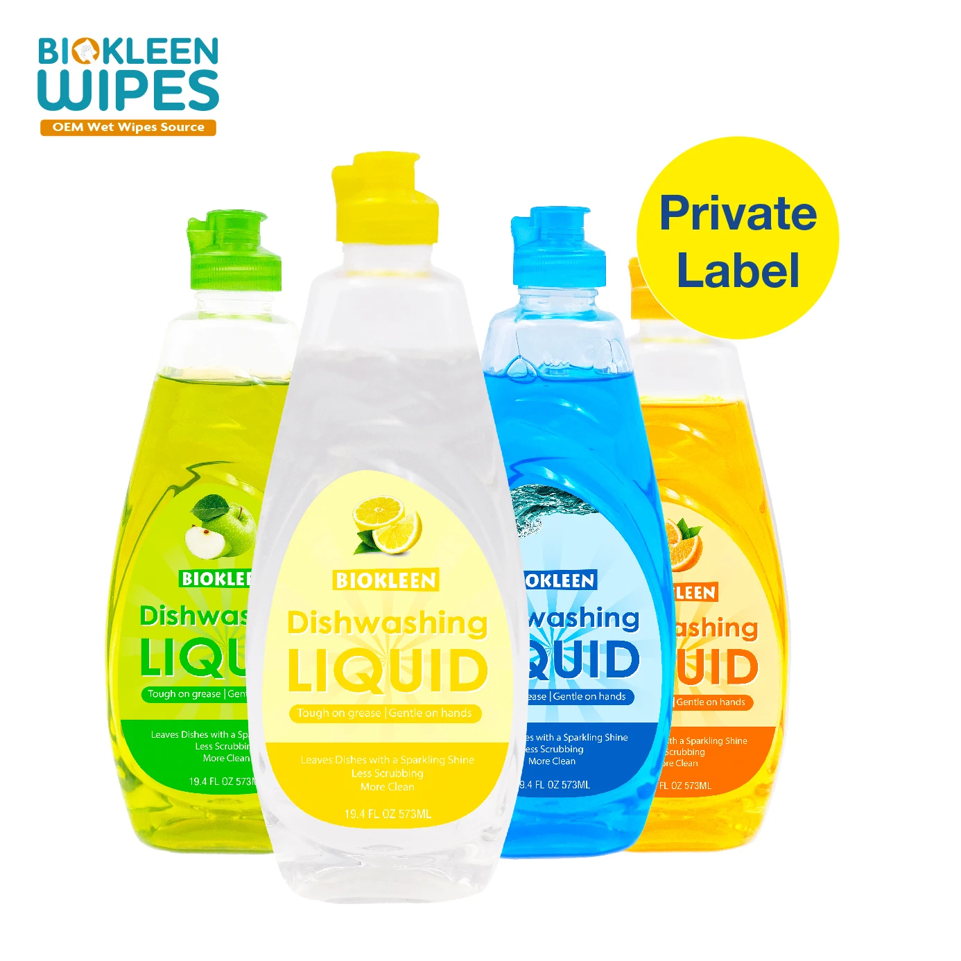 Biokleen for Privite Brands Apply Lemon Ocean Requires Less Water to Rinse off Dishwasher Detergent