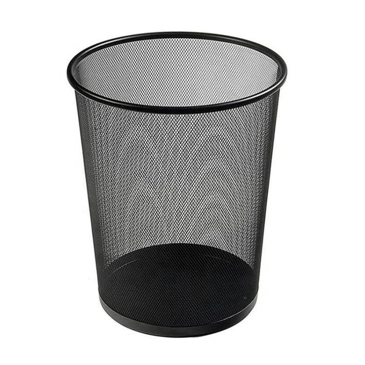 Household Office Waste Paper Basket Iron Wire Trash Can Mesh Waste Paper Bin