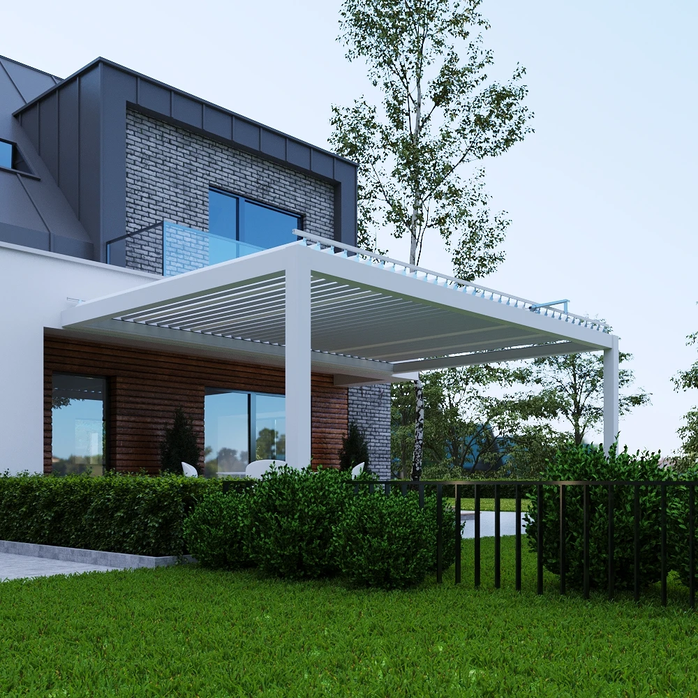 Outdoor Waterproof Sun Shade Motorized Bioclimatic Aluminum Gazebo With Retractable Louvered Roof Solar Panel Garden pavilion