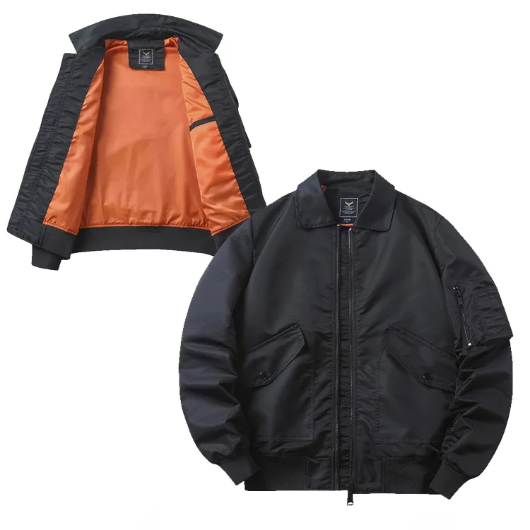 in stock fast delivery 2023 new Solid Color Men Jackets Wholesale Blank Satin Bomber Jackets